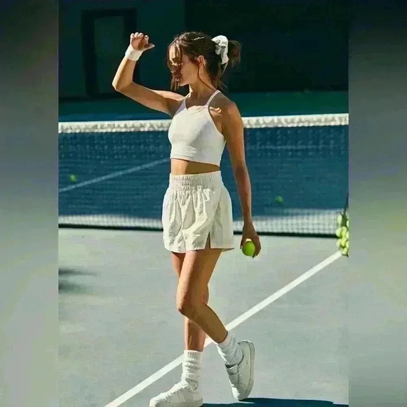 FP Movement High Rise Boxer Inspired Active Shorts | S | Black | Triangle Logo - Picture 7 of 12